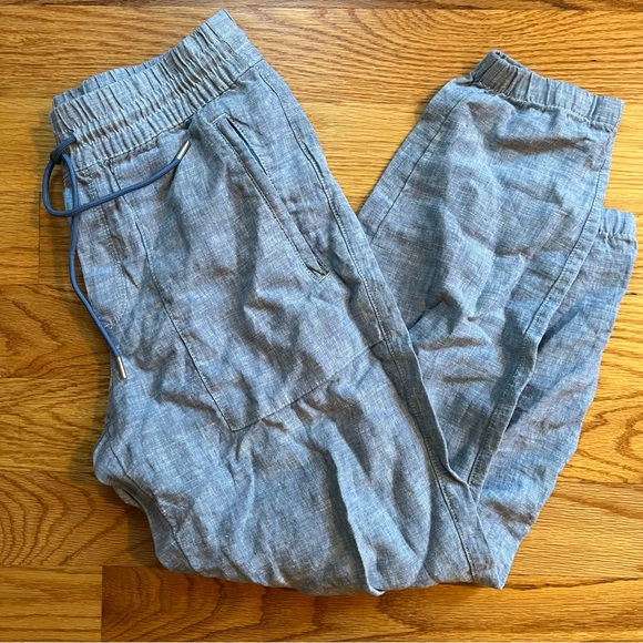 Athleta retreat linen jogger blue chambray size 4 petite - Picture 4 of 9